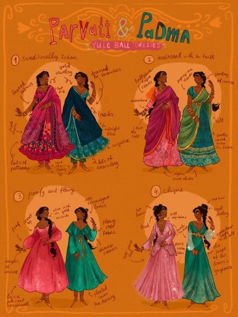 The Colourful Witch Patil Twins Yule Ball, Patil Twins, Padma Patil, The Yule Ball, Film Costumes, Harry Potter Scene, Yule Ball, Splash Of Colour, Harry Potter Artwork