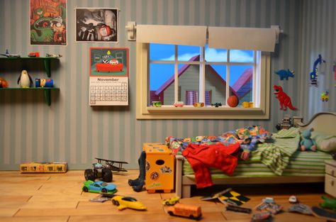 set , ken and the monster Cartoon Room, Cut Out Animation, Clay Animation, Animation Stop Motion, Stop Motion Animation, Set Design Theatre, Motion Animation, Matte Paint, Interior Illustration