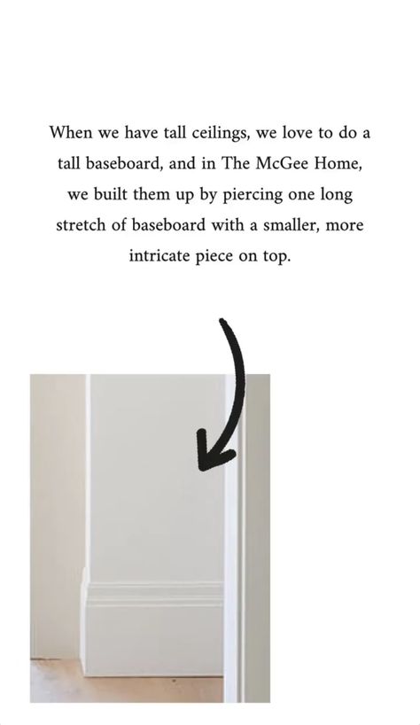 Baseboard Ideas Traditional, Studio Mcgee Trim, Transitional Molding Ideas, Studio Mcgee Baseboards, Cottage Style Trim, Transitional Baseboards, Cottage Baseboards, Transitional Trim Moldings, Traditional Baseboards