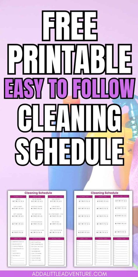 Simple, Fast Cleaning Schedule for Working Moms - With Free Printable Simple Cleaning Schedule Free Printable, Everyday Chores Daily Cleaning, 4 Day Cleaning Schedule, Cleaning Schedule Printable Templates, Easy Cleaning Schedule Working Moms, Weekly Cleaning Schedule Printable Editable Free, Printable Cleaning Schedule Free, Daily Cleaning Schedule Printable Free, Chore Schedule For Adults