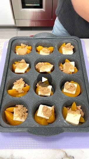 Peach Cornbread Muffins, Individual Peach Desserts, Canned Peaches Dessert, Canned Peach Desserts, Canned Fruit Desserts, Dessert Cornbread, Canned Peaches Recipes Desserts, Peach Muffins Easy, Canned Peaches Recipes