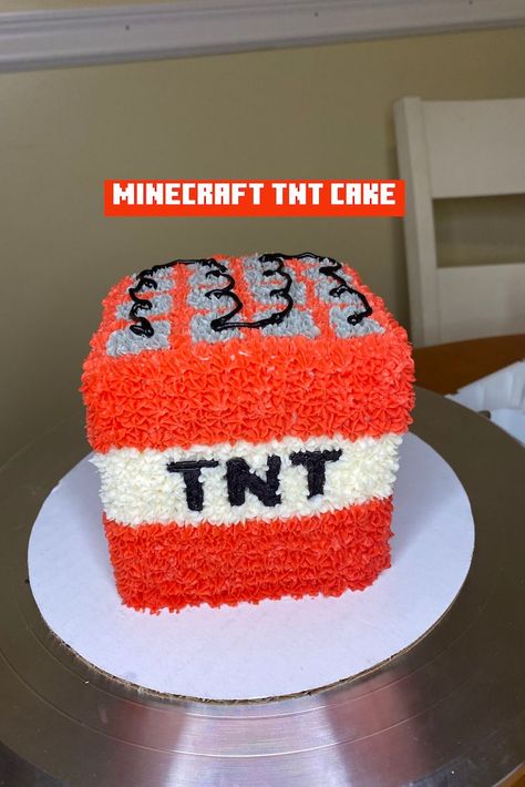 How to make a simple Minecraft TNT cake. Be sure to check out my other videos on YouTube and follow me on Instagram @theguyofalltrades #wilton #cake #minecraft Minecraft Tnt Cake, Tnt Cake, Amazing Cake Ideas, Diy Minecraft Birthday Party, Minecraft Village Ideas, Cherry Blossom House, Minecraft Pfp, Minecraft Tnt, Build In Minecraft