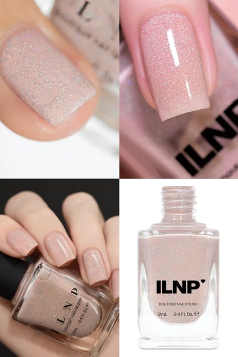 Nude Irredescent Nails, Pale Pink Iridescent Nails, Tan Shimmer Nails, Sheer Nude Nail Polish, Iridescent Nude Nail Polish, Pink Holographic Nails, Toenail Polish, Birthday Suit, Holographic Nail Polish