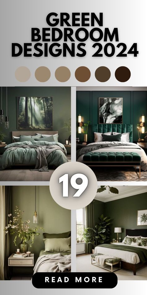 Transform Your Space: Green Bedroom Designs 2024 | Sage, Mint, Luxury - Dive into Timeless Elegance and Personalized Comfort Gray Bedroom With Green Accents, Green Feature Wall Bedroom, Green And Gray Bedroom, Green Wall Bedroom, Dark Green Bedding, Grey Green Bedrooms, Light Green Bedrooms, Olive Green Bedrooms, Black And Grey Bedroom