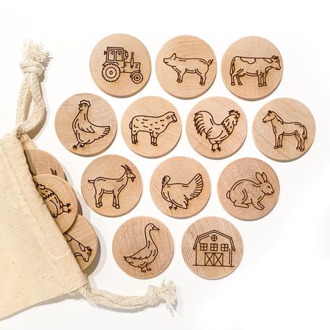 handmade gift wooden match game for kids Farm Animal Matching, Farm Animals Games, Lézervágott Fa, Animal Matching Game, Game Wood, Preschool Montessori, Toddler Stocking Stuffers, Toy Fort, 3d Karakter