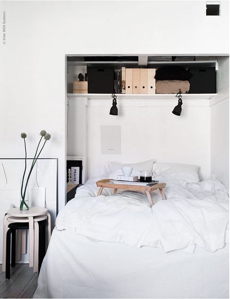 5 Cool New Decorating Tricks from IKEA Hektar Ikea, Bed In The Closet, Surfer Shack, Bachelor Apartment, Nyc Bedroom, Closet Idea, Rum Inspo, Glamping Cabin, Små Rum Lidt Plads