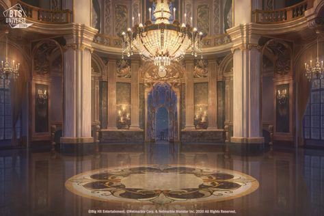 ArtStation - BTS Universe Story - London Big Ben / Ballroom, Dasom Hyun Royal Ballroom Aesthetic, Fantasy Ballroom, Bts Universe Story, Castle Ballroom, Royal Ballroom, Ballroom Aesthetic, Palace Ballroom, Royal Background, Story London