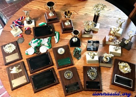 Upcycle Old Trophies, Old Trophy Repurpose, Trophy Repurpose Ideas, What To Do With Old Trophies, Old Trophies Ideas What To Do With, Upcycle Trophies, Repurpose Trophies, Funny Trophies, Trophy Craft