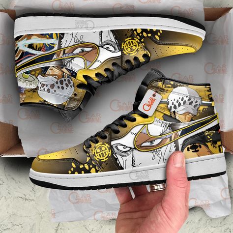 Trafalgar D Water Law Air Jordan Sneakers Custom Anime One Piece Shoes Check more at https://smakertee.com/product/trafalgar-d-water-law-air-jordan-sneakers-custom-anime-one-piece-shoes-2/ One Piece Custom Shoes, Law One Piece, Jordan 1 Sneakers, Luffy Anime, Ace And Luffy, Portgas D Ace, Stay Grounded, Winter Boots Women, Anime Inspired