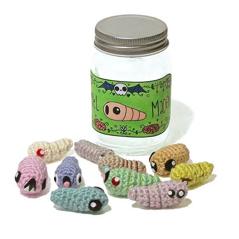 She Crocheted Maggot Amigurumi To Give To Her Nephew For His Birthday! | KnitHacker Market Day Ideas, Mario Toys, Awesome Toys, Be Flexible, Tiny Dolls, Homemade Christmas, Yarn Art, Crochet Ideas, Crochet Toys