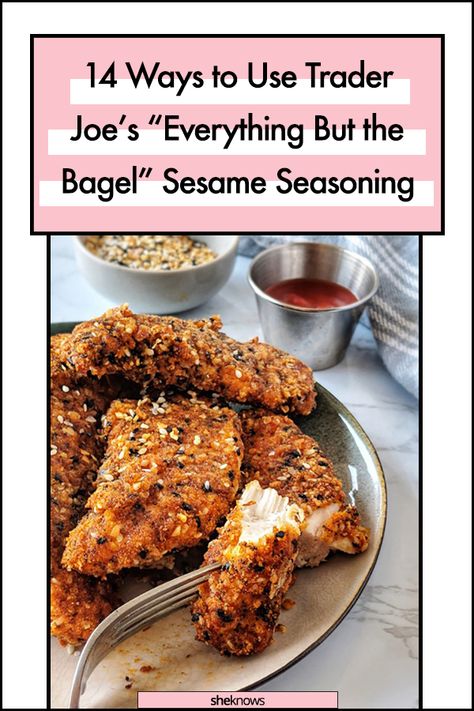 TJ’s Everything But the Bagel Seasoning Is More Than a Toast Topper – SheKnows Everything Bagel Recipes, Everything Bagel Chicken Tenders, Chicken Tenders Recipes, Everything Bagel Chicken, Tenders Recipes, Cholesterol Meals, Bagel Recipes, Toast Toppers, Everything But The Bagel Seasoning