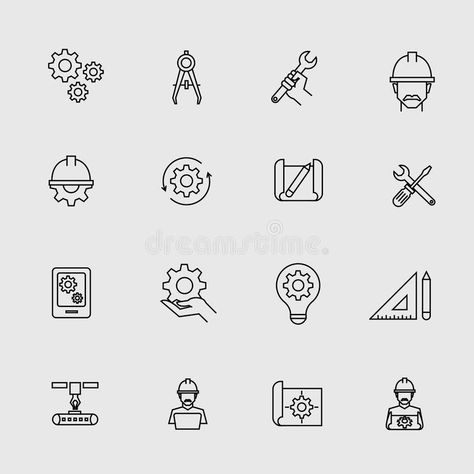 Engineering simple icons. Machine engineers and architect engineer work tools vector signs vector illustration Electrical Engineering Tattoo, Engineering Doodles, Holi Post, Engineering Icon, Engineer Logo, Engineering Symbols, Engineering Graphics, Engineering Poster, Logo Engineering