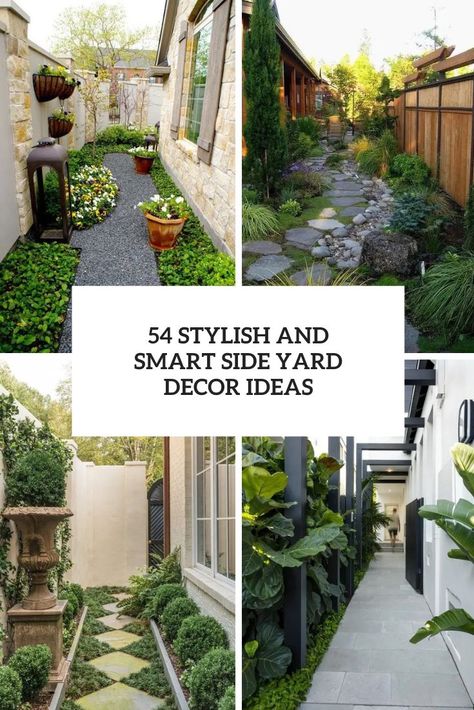 stylish and smart side yard decor ideas cover Small Side Yard Ideas Between Houses, Side Yards Ideas Narrow, Yard Decor Ideas, Japanese Inspired Garden, Narrow Garden, Side Yard Landscaping, Side Yards, Side Garden, Yard Design