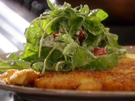 Get Chicken Paillard with Creamy Parmesan Salad Recipe from Food Network Tyler Florence Recipes, Chicken Paillard, Florence Food, Parmesan Salad, Tyler Florence, Creamy Parmesan, Cooking Channel, Crispy Chicken, How To Cook Eggs