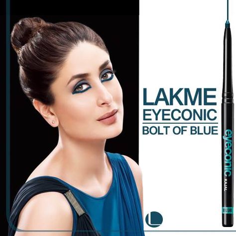 #Lakme #Eyeconic Bolt of #Blue  #KareenaKapoor #Eyes #Makeup #Kajal Kajal Eyes, White Kajal, Lakme Eyeconic Kajal, Creative Jewelry Photography, Fashion Magazine Cover, 2014 Trends, Bollywood Gossip, Kareena Kapoor Khan, Sports Health