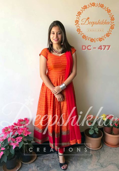 Deepshikha Creations, Kalamkari Dresses, Floor Length Anarkali, Color Floor, Frocks And Gowns, Ikkat Dresses, Designer Anarkali Dresses, Long Gown Design, Churidar Designs