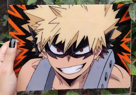 Bakugo glass painting Bakugo Glass Painting, My Hero Academia Glass Painting, Bakugo Painting, My Hero Academia Painting, Anime Canvas Painting, Anime Painting, Anime Canvas Art, Easy Doodle Art, Painting Art Lesson