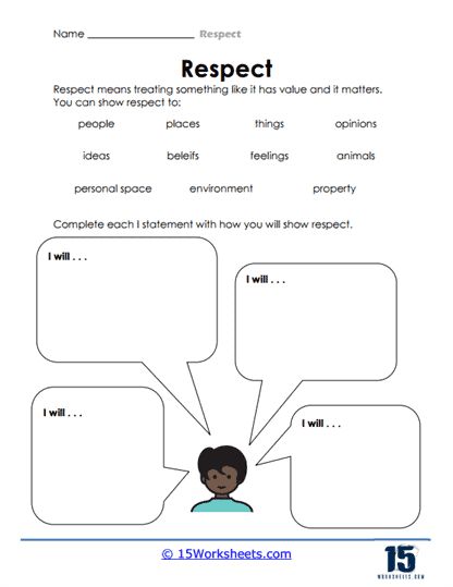 Respect Worksheet, Reflection Worksheet, Holiday Science, Team Builders, Kindergarten Social Studies, Showing Respect, Restorative Justice, Counseling Activities, Afterschool Activities