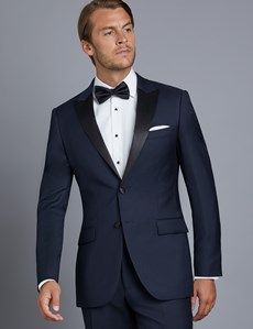 Men's Navy Slim Fit Dinner Jacket | Hawes & Curtis Wedding Tuxes, Grooms Tux, Colombian Wedding, Blue Tuxedo Wedding, Navy Tux, Fit Dinner, Grooms Suit, Navy Tuxedos, Wedding Tux