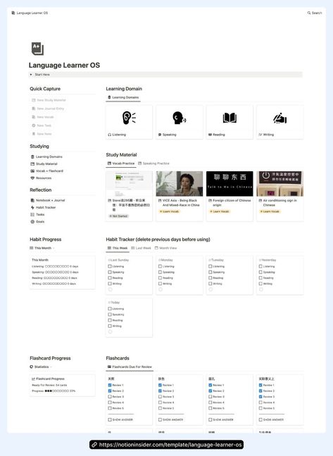 Notion Language Learner OS Language Study Notion, Study Hub Notion, Notion Language Learning Template, Notion Study Template, Language Plan, Writing Notion, Language Template, Notion Study, Study Planner Free