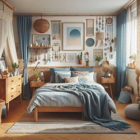 Orange Bedroom Decor, Bedroom Orange, Boho Bedroom, Apartment Ideas, Lincoln, Blue Grey, Gray Color, Design Ideas, Bedroom Decor