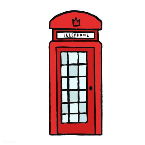 Classic UK red telephone box illustration | premium image by rawpixel.com / Aum London Telephone Booth Drawing, England Drawing Easy, London Drawing Easy, Phone Booth Drawing, Booth Drawing, Big Ben Drawing, Telephone Drawing, English Drawing, London Telephone Booth