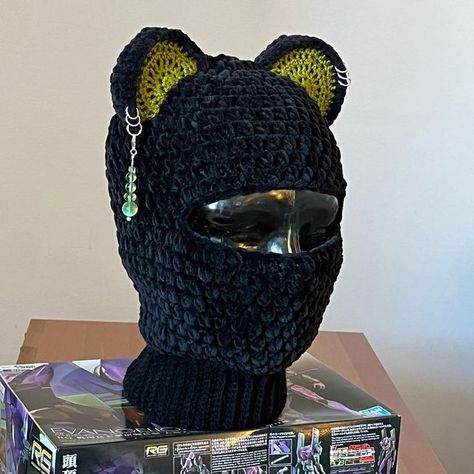 Custom Balaclava, Cat Balaclava, Bear Balaclava, Black Balaclava, Bear Cat, Whimsical Christmas Trees, Be My Last, Crochet Inspiration, Ski Mask