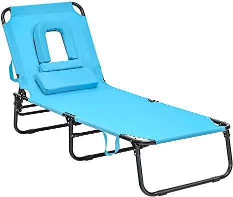 Giantex Beach Lounge Chair Chaise Lounge Chairs for Outside with Hole for Face,3 Adjustable Positions,Reclining Folding Lightweight Patio Lawn Chairs for Sunbathing Tanning Chair Sunbathing Chair, Tanning Chair, Beach Lounge Chair, Folding Lounge Chair, Folding Beach Chair, Foldable Bed, Outdoor Chaise Lounge Chair, Beach Lounge, Chaise Lounger