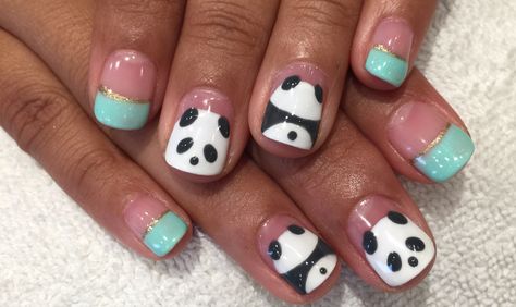 Panda Nails Designs, Elephant Nail Designs, Panda Nail Art Design, Zoo Nails, Kids Nail Art Designs, Teddy Bear Nail Art, Elephant Nail Art, Nail Steps, Valentines Nail Designs