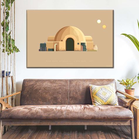 Star Wars A New Hope Lars Homestead Wall Art is a beautiful addition to any decor style. Bring this stunning canvas print into your home to easily refresh your walls and elevate your decor. Star Wars Home Decor, Hanging Stars, New Hope, A New Hope, Decor Styles, Elephant, Star Wars, Bring It On, Stars