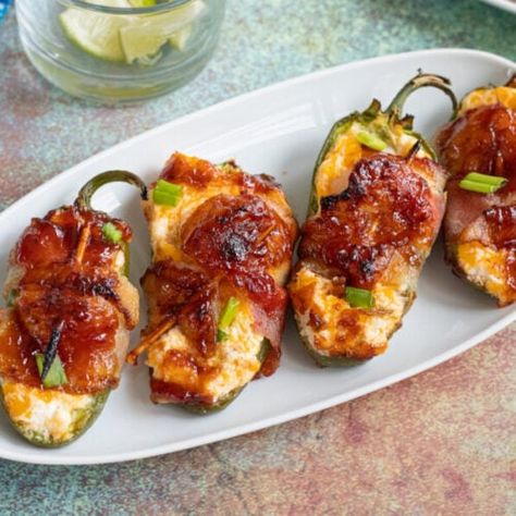 Bacon Wrapped Cream Cheese Stuffed Jalapeno Poppers - Kitchen Divas Bacon Wrapped Cream Cheese, Stuffed Jalapeno Poppers, Cream Cheese Jalapeno Poppers, Cream Cheese Stuffed Jalapenos, Stuffed Jalapeno, Bacon Crisps, Bacon Wrapped Jalapeno Poppers, Jalapeno Popper Recipes, Bacon Wrapped Jalapenos