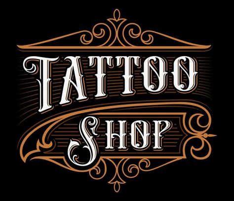 Hag Tattoo, Tattoo Shop Logo, Miami Ink, Vintage Letters, Lettering Illustration, Magic Tattoo, Tattoo Signs, Online Logo Design, Shop Logo Design