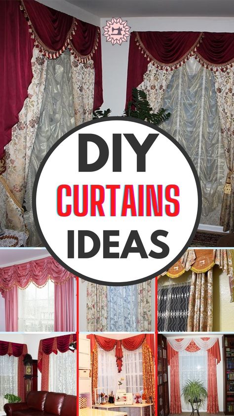 DIY curtains ideas for a living room, bedroom, etc. Diy Drapes And Curtains, Diy Sheer Curtains, Diy Curtains Ideas, Curtains Ideas For Living Room, Diy Drapes, Dining Room Window Treatments, Curtain Sewing Pattern, Curtains Style, Drapes And Curtains