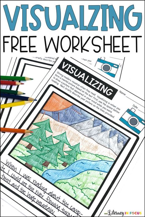 Teach students to visualize while they read with this  free printable template!  First, your students will draw a picture that appears in their mind while reading. Next, students will describe the picture on the lines provided. This free worksheet will work with any text! Download your copy today! #freeprintable #freebie #visualizing Reading Projects Elementary, Describe The Picture, Visualizing Activities, Kelly Bates, Benefits Of Reading, How To Read More, English Ideas, Reading Aloud, 6th Grade Reading