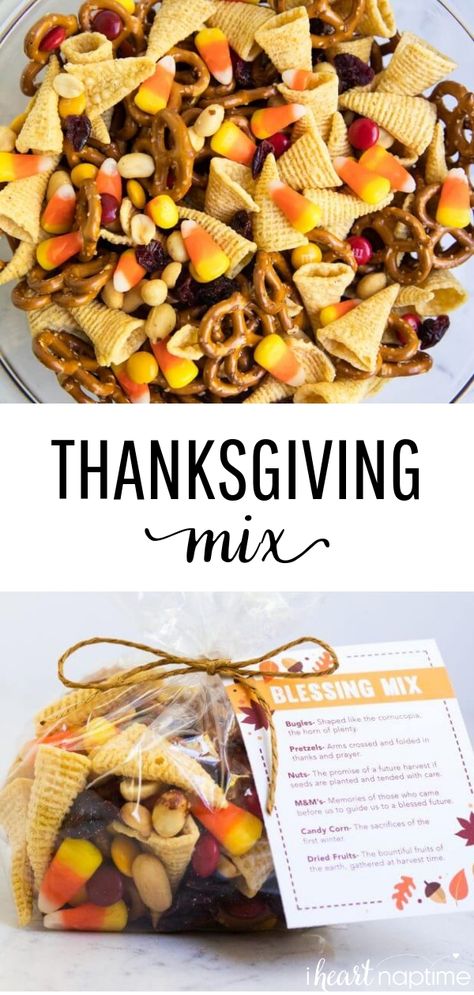 Blessing Mix Free Printable, Thanksgiving Blessing, Fall Snack Mixes, Free Printable Thanksgiving, Thanksgiving Snacks, Thanksgiving Blessings, Chex Mix Recipes, Thanksgiving Cooking, Fall Snacks