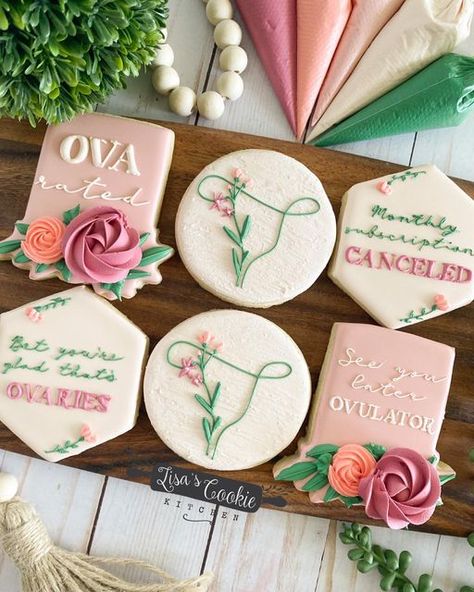 Obgyn Party, Obgyn Cookies, Uterus Cookies, Cookie Sets Decorated, Midwife Cake, Uterus Party, First Moon Party, Cookie Sticks, Sugar Cookie Royal Icing