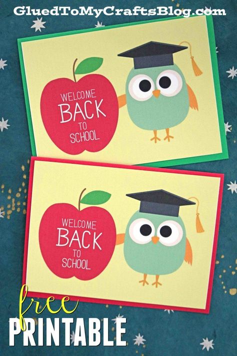 Welcome Back To School Owl Themed Card Printable #gluedtomycrafts Welcome Card Ideas, Welcome Back Cards, Back To School Cards, Welcome Back To Work, Wildflowers Watercolor, Owl Theme Classroom, Owl Classroom, Welcome To School, Diy Back To School