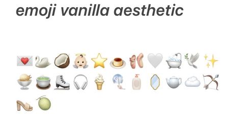 Vanilla Girl Emoji Combos, Vanilla Girl Emojis, School Emoji Combos, Playlist Emojis, Clean Girl Emoji Combo, Vanilla Girl Jewelry, Clean Girl Emojis, Vanille Aesthetic, Vanilla Girl Nails