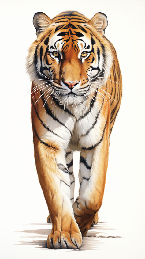 Indulge in the untamed charisma and commanding presence of tigers in this captivating image, a tribute to nature's royalty. Tiger Pic, Tiger Standing, Intense Stare, Tiger Walking, Tiger Images, Bull Shark, Photoshop Ideas, Tiger Pictures, Big Cats Art