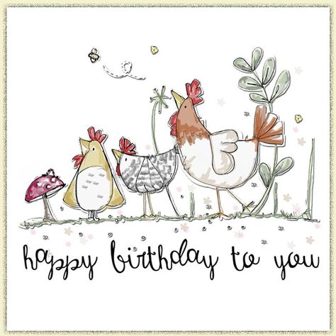 Chicken Greeting Cards, Watercolor Birthday Cards, Chicken Painting, Art Mignon, Watercolor Birthday, Art Carte, Chicken Art, Chicken Humor, Funny Illustration