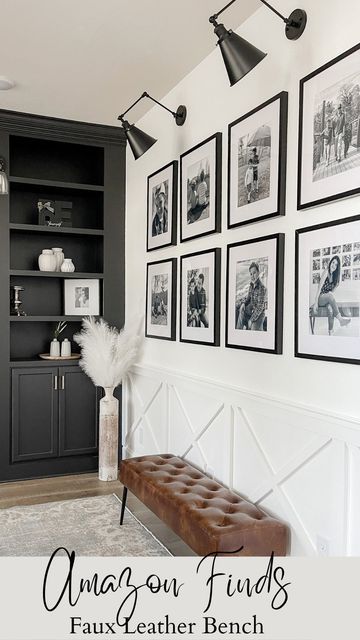 Leather Bedroom, Modern Farmhouse Furniture, Elegant Lifestyle, Basement Inspiration, Mudroom Decor, Diy Room Divider, Tufted Bench, Hearth Room, Interior Design Boards