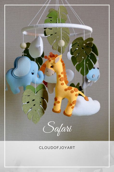 Felt Mobiles, Jungle Mobile, Mobile Theme, Safari Mobile, Baby Safari Nursery, Mobile Safari, Almaty Kazakhstan, Giraffe Nursery, Baby Boy Room Decor