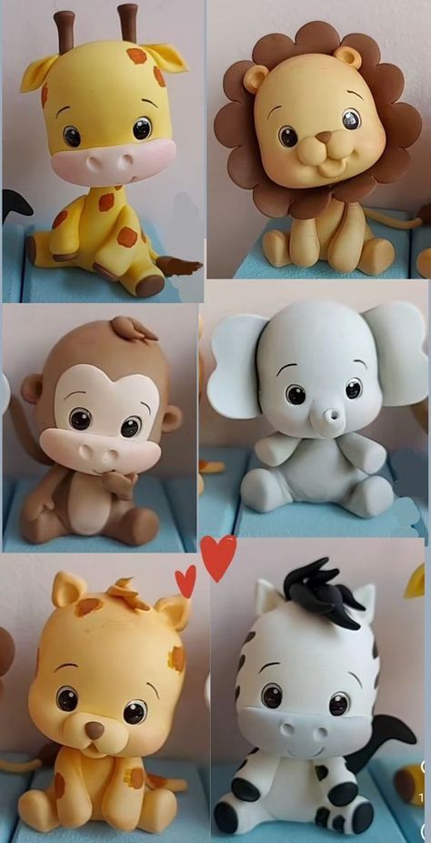 Kue Fondant, Jungle Theme Cakes, Idee Babyshower, Clay Crafts For Kids, Safari Cakes, Fondant Animals, Cake Topper Tutorial, Necklace For Girls, Fondant Cake Toppers