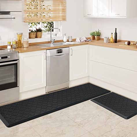 WISELIFE Kitchen Mat Cushioned Anti Fatigue Floor Mat,Thick Non Slip Waterproof Kitchen Rugs and Mats,Heavy Duty Foam Standing Mat for Kitchen,Floor,Office,Desk,Sink,Laundry (17.3"x28"+17.3"x60") Standing Mat, Floor Office, Anti Fatigue Kitchen Mats, Comfortable Kitchen, Kitchen Rugs And Mats, Rug Runner Kitchen, Anti Fatigue Mat, Kitchen Carpet, Rugs And Mats