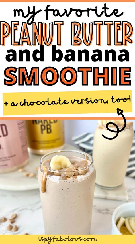 This delicious peanut butter banana smoothie has 30g of protein without any added protein powder and it is delicious! I make it with chocolate and without and both are fantastic. I share both versions in the blog post, so check it out if you're looking for an easy, delicious, high protein smoothie. Protein Smoothies Without Powder, Peanut Butter Powder Smoothie, Chocolate Peanut Butter Banana Smoothie, Peanut Butter Benefits, Pb2 Recipes, Healthy Protein Smoothies, 30g Of Protein, High Protein Peanut Butter, Peanut Butter Protein Shake