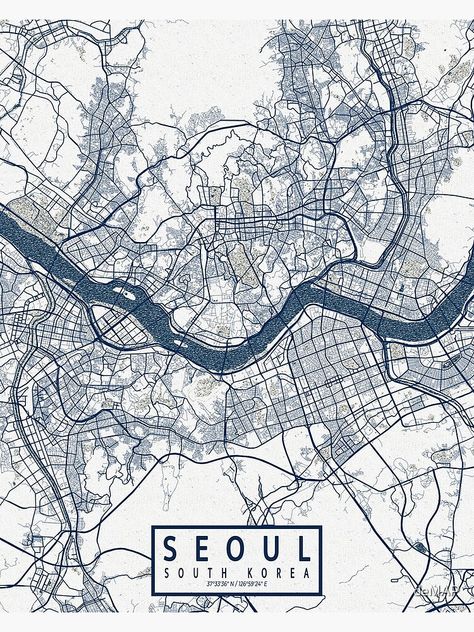 "Seoul City Map of South Korea - Coastal" Poster for Sale by deMAP | Redbubble Map Of South Korea, Analysis Diagram, Seoul Map, Korea Map, Maps Aesthetic, Map Diagram, City Maps Design, City Posters Design, Seoul City