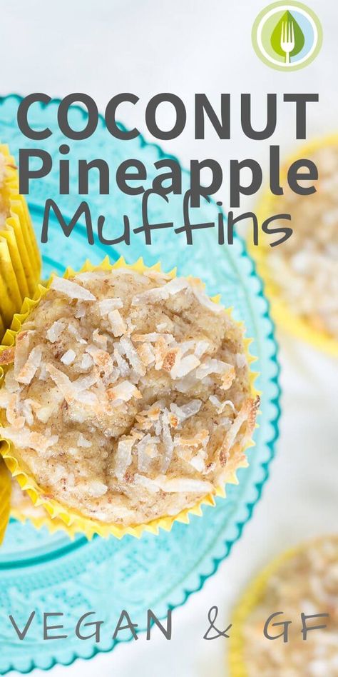 These little muffins are packed with pineapple and coconut for a naturally sweetened vegan and gluten-free treat. Perfect for healthy snacking. Gluten Free Pineapple Muffins, Vegan Pineapple Dessert, Cute Muffins, Vegan Coconut Muffins, Vegan Pineapple Muffins, Vegan Pineapple Cupcakes, Pineapple Deserts, Carrot Pineapple Muffins Healthy, Muffin Recipe Healthy