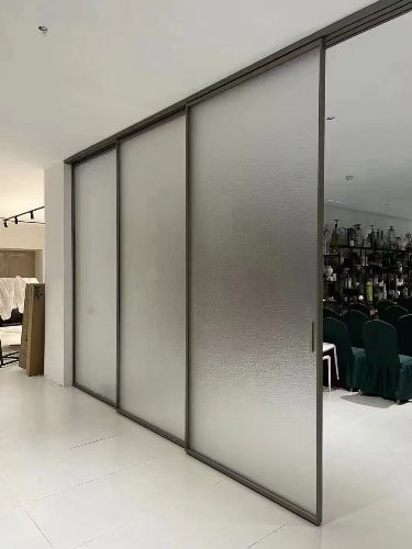 Frosted and Textured Glass Sliding Door without Sliding Flooring Guide Frosted Sliding Bathroom Door, Plexiglass Sliding Door, Frosted Sliding Door, Frosted Glass Sliding Door, Sliding Cabinets, Door For Kitchen, Mirror Sliding Door, Frosted Mirror, Sliding Screen Door