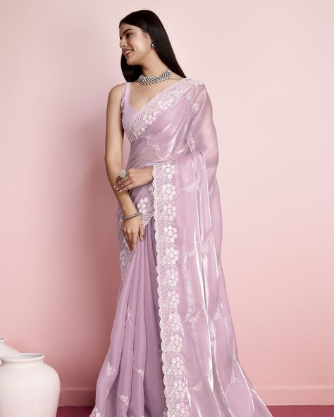 CATALOG: 14103 Price Range Rs. 1195/- Smart And Designer Jimmy Choo Fabric Ethnic Trendy Saree Just click on the link for any assistance: https://wa.me/919409462680 #ShortKurti #CasualWear #Fancy #Ethnic #Designer #Kurti #ShortKurti #Smart #Dress #Saree #SalwarKameez #EthnicDress #LoveForEthnic #FestiveWear #Shopping #Family #Gift #Girlish #Wedding #Function #Party #HerDress #Wardrobe #bollywoodstylefile #Gowns #ReadymadeDress #KurtiBottomSet #coordsetstyle #Lehenga #LehengaSet Sari For Reception, Jimmy Choo Saree, Lavender Saree, Pink Organza Saree, Classic Saree, Sequence Embroidery, Gown Party Wear, Lehenga Choli Wedding, Party Wear Gown