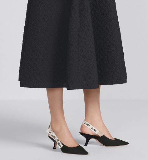 J'Adior Slingback Pump Black Technical Fabric | DIOR Dior Slingback, Dior Atelier, Ribbon Flats, Luxury Gifts For Her, Christian Dior Couture, Slingback Flats, Dior Couture, Dior Shoes, Slingback Heel